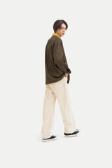 コントラスティングポイントコーデュロイシャツ/Contrasting point corduroy shirt S112 Mustard&Black