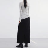 Ash long D belt skirt