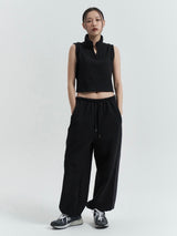 Sleeveless Collar Top, Black