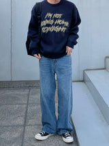 Brush lettering mohair knit