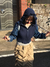 Arlo denim knit zip up