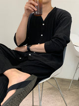 ニューゲントオーシャンアイスプリーツセットアップロングワイドパンツ / New Gent Ocean Ice Pleats Set-up Long Wide Pants (2 colors)