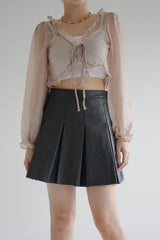コンビレザープリーツスカート / Combi Leather Pleated Skirt (3color)