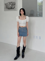 ウエストラップデニムスカート/waist wrap denim skirt