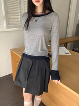 アンズレイヤードカラーコンビネーションラウンドロングスリーブウォーマーTシャツ