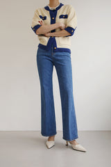スパンロングブーツカットデニムパンツ / SAND BLUE JEANS / SPAN LONG BOOTSCUT DENIM PANTS