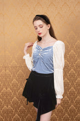 velvet sha blouse blue (6651907309686)