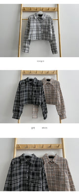 ベーシッククロップチェックボードパターンシャツ / Basic Crop Checkboard Patterned Shirt