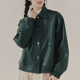 ビーガンレザーバイカージャケット / VEGAN LEATHER BIKER JACKET_GREEN