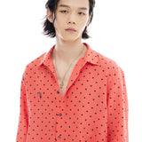 オーバーフィットドットプリントシャツ/OVERFIT DOT PRINT SHIRT-DEEP RED