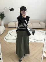 Lush back slit long skirt