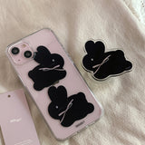コットンバニーポポスマホグリップ/Cotton bunny popo Smart Tok black