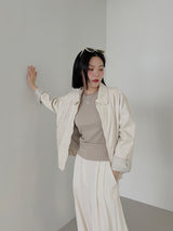ピンタック レザージャケット / Pintuck Leather Jacket (2color)