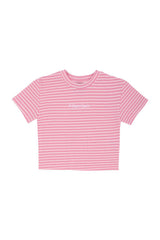 Pink Striped Cropped Tee