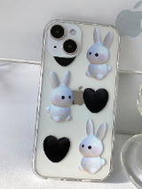 ハートホワイトラビットフォーンケース / Heart white Rabbit Phone Case