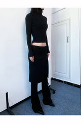 Chic slit skirt bootcut pants