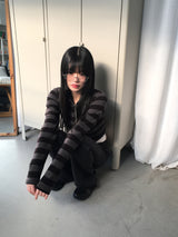 Chipo ストライプブラッシュクロップジップアップ