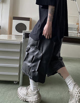 No.9461 leather B cago wide SHORTS