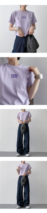 ムードラブエンボシングウール半袖クロップドTシャツ / Mood Love Embossing Wool Short-Sleeved Cropped T-Shirt