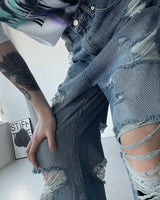 ダメージワイドパンツ / SK Damage Wide Pants (2 colors)