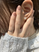 [92.5silver] ブラックラインパールピアス