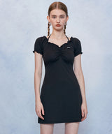 HIDE Shirring Halter Dress (Black) (6570999152758)