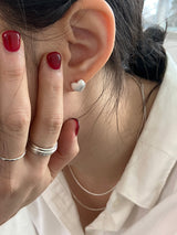 [92.5silver] マットハートワンタッチピアス (ナローバージョン)