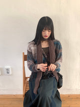 Sackle Vintage Fringe Mix Knit Cardigan
