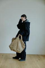 ウールフードコート/unisex wool hood coat black