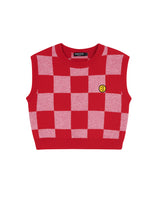 CHECKERBOARD KNIT VEST RED (6608603480182)