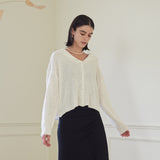 セーラーカラーカーディガン/SAILOR COALLAR CARDIGAN (WHITE)