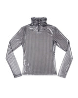 シャーリングネックTシャツ/Shirring Neck T-Shirt _ Dark Silver