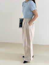 Twisted knitwear short-sleeved