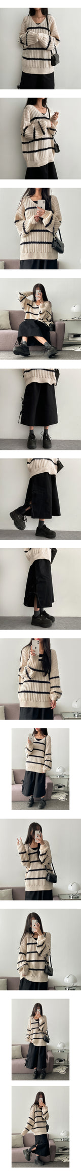 Pitobodle Tom Stripe V-knitwear