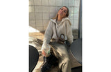 Bent knit cardigan zip up 
