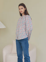 HENRY NECK SHIRRING BLOUSE_FLOWER (6638368555126)