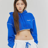 オーバーサイズラインポイントクロップフーディー/Oversize Line Point Crop Hoodie Blue (6600740339830)