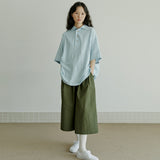 ハーフヘンリーネックシャツ / unisex half henlyneck shirts sky blue