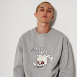 SMOKING SKULL SWEAT SHIRT GRAY (6612484948086)