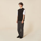 ROUND NECK KNIT VEST_BLACK (6610805719158)
