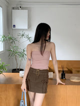 パレンプリーツセミクロップバンディングチューブトップ / Paren Pleated Semi-Crop Banding Tube Top