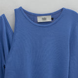 (T-6777)UNBALANCED CUTOUT SLIM KNIT