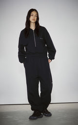  HAIF-ZIP HOODIE (CROP)_NAVY