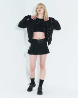 プリーツロゴテープミニスカート / Pleated Logo-Tape Mini Skirt _ Black