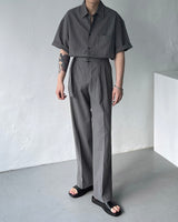 リネンベルトワイドスラックス / ECT linen belt wide slacks (4 colors)