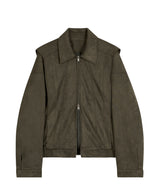 87-STAN029 [Vegan Suede] Multi-placket Suede Jacket Khaki
