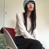 [Cashmere/12color] リモンラムウールラウンドクロップ長袖ニット