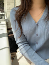 Milk Soft V neck Ribbed Cardigan