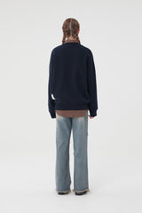 ウィティーバニーワーディングドロップスウェットシャツ／WITTY BUNNY WORDING DROP SWEATSHIRT [NAVY]