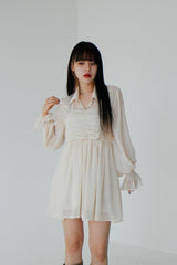ダスティーシースルーラッフルシャツ / Dusty See-through Ruffle Shirt (3color)